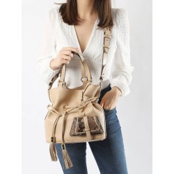 Sac seau M Premier Flirt Python cuir LANCEL Cappuccino doré