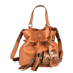 Sac seau M Premier Flirt Python cuir LANCEL Camel