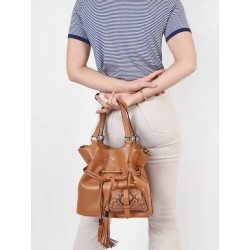 Sac seau M Premier Flirt Python cuir LANCEL Camel