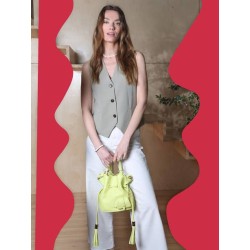 Sac seau S Premier Flirt cuir LANCEL Citron vert