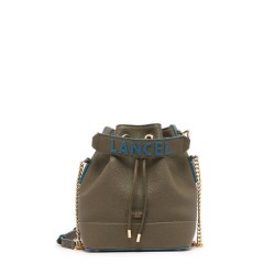 Sac seau S Ninon cuir LANCEL Kaki cobalt