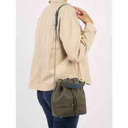 Sac seau S Ninon cuir LANCEL Kaki cobalt