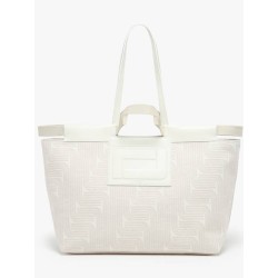 Sac cabas Camille Jacquard et cuir LANCEL Neige