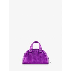 Sac A Main Porté éPaule Cuir Doré Femme Lemini Bowling Bonbon