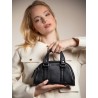 Sac A Main Porté éPaule Cuir Noir Femme Lemini Bowling Noir