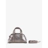 Sac A Main Porté éPaule Cuir Argenté Femme Lemini Bowling Acier
