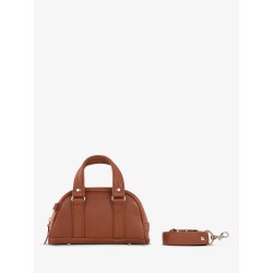 Sac A Main Porté éPaule Cuir Argenté Femme Lemini Bowling Naturel