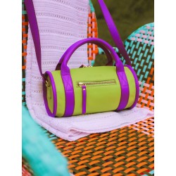Mini Sac à Main Cuir Vert Et Violet Femme Charlie Sorbet  Pomme / Cassis