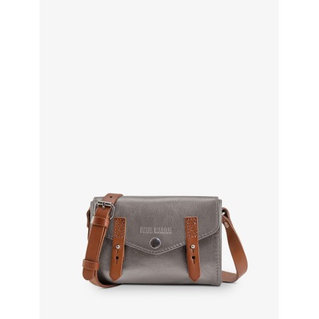 Mini Sac BandoulièRe Cuir Argenté Femme Lemini Indispensable Acier