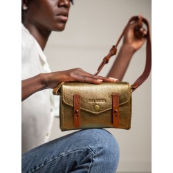 Mini Sac BandoulièRe Cuir Doré Femme Lemini Indispensable Bronze