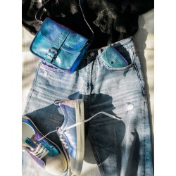 Petit Sac BandoulièRe Cuir Femme Bleu L'Essentiel Scarabée