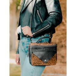 Paul Marius Sac BandoulièRe Cuir Femme Noir Legavroche RééDition LéOpard Noir