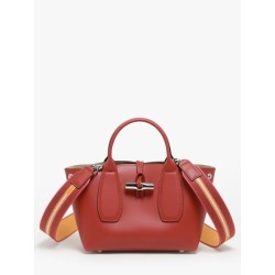 Sac porté main S Roseau Box cuir avec bandoulière LONGCHAMP Acajou