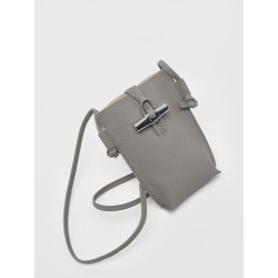 Etui téléphone Roseau cuir LONGCHAMP Tourterelle