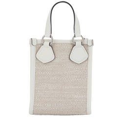 Lancel Mini cabas vertical Summer Tote en jute Naturel Blanc