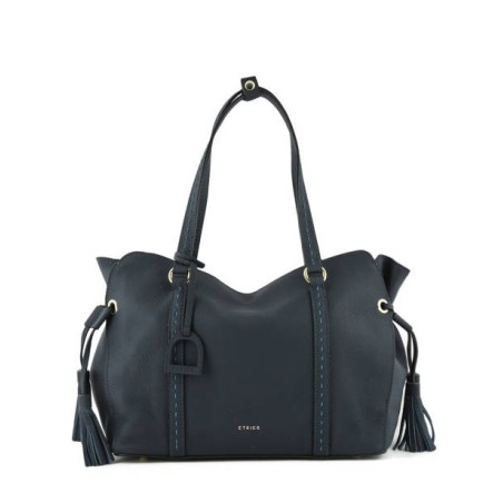 Sac shopping Tradition cuir ETRIER Marine